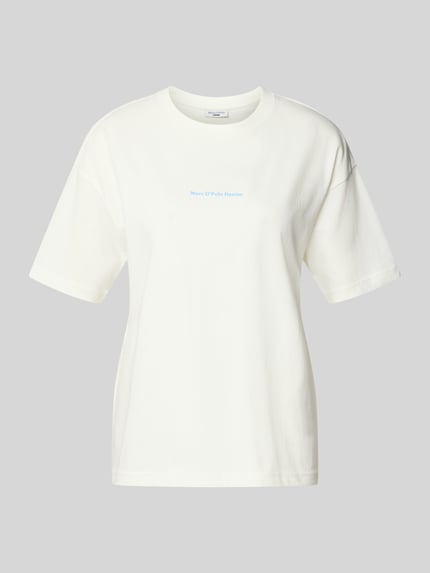 Produktfoto, Regular Fit T-Shirt aus reiner Baumwolle von Marc O'Polo Denim, unifarben, Rundhals, kurzarm, Jersey, Motiv-Print auf Brust.