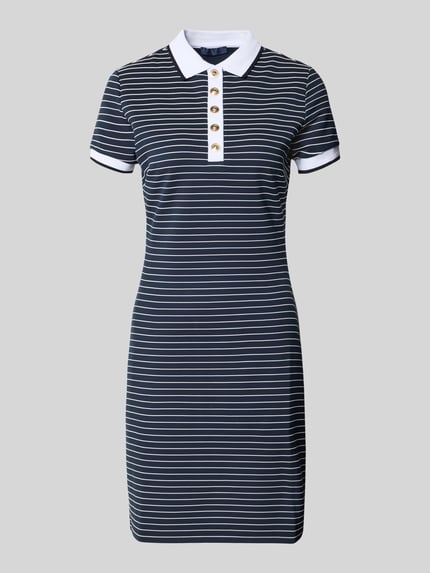 GUESS Sukienka polo do kolan z kołnierzykiem polo model 'ALPHONSINE' Granatowy 2