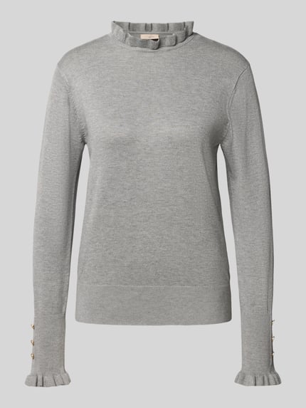 FREE/QUENT Regular Fit Longsleeve aus Viskose-Mix Modell 'Katie' Hellgrau 2