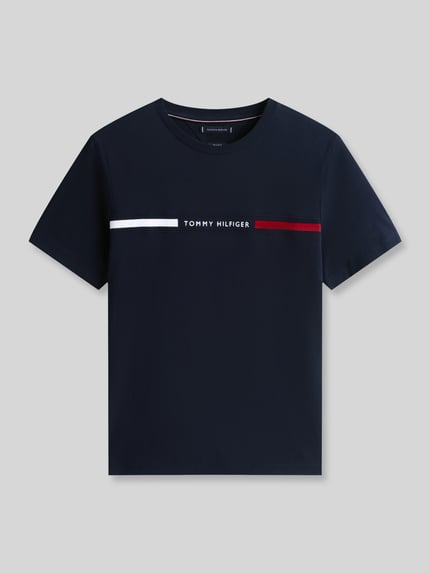 Tommy Hilfiger t-shirt o kroju regular fit z czystej bawełny Granatowy 2