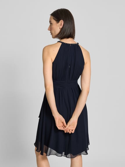 Jake*s Cocktail Knielanges Cocktailkleid mit Ziersteinbesatz Marine Melange 5