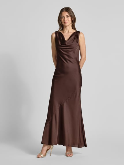 SWING Maxikleid mit Wasserfall-Ausschnitt Dunkelbraun 4