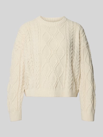 ONLY Regular Fit Strickpullover mit Strukturmuster Modell 'ELLY' Ecru 2