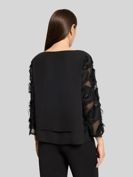 Betty Barclay Kurze Langarmbluse mit Fransendetails Black 5