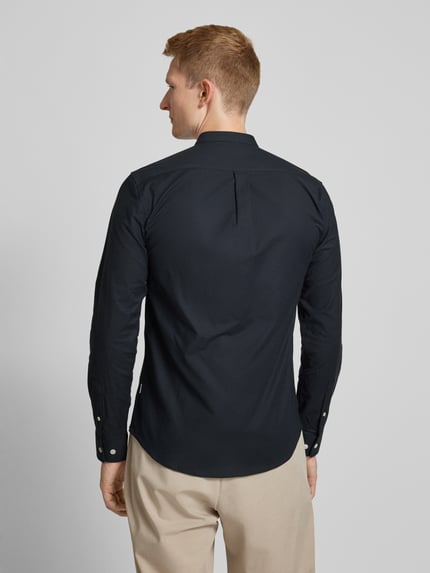 Lindbergh Slim Fit Freizeithemd mit Stehkragen Modell 'Oxford' Black 5