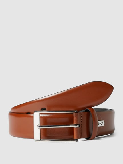 Produktfoto, Gürtel mit Dornschließe von Lloyd Men's Belts aus braunem Echtleder, klassische Passform, Label-Detail, Breite 127 cm