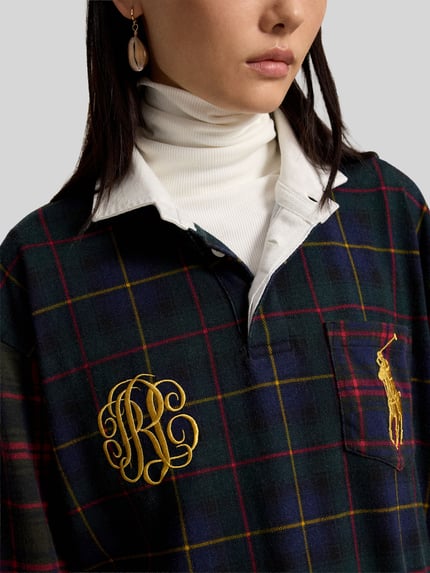 Polo Ralph Lauren Langarmshirt mit kontrastierendem Polokragen Dunkelgruen 3