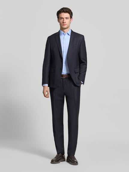 Jake*s Slim Fit Businesshemd aus reiner Baumwolle Bleu 1