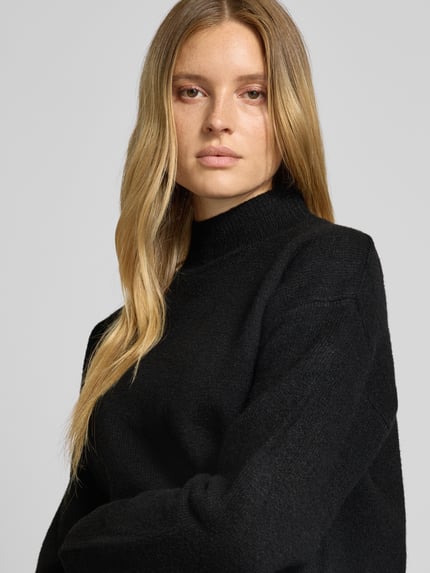Neo Noir Relaxed fit col-pullover met wol model 'Paulina' Zwart - 3