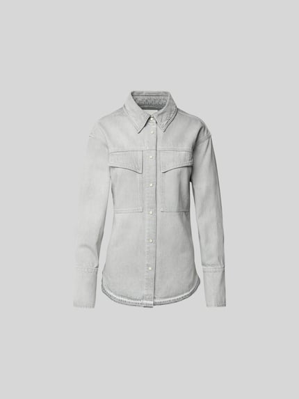 Closed Bluzka koszulowa z tkaniny stylizowanej na denim Jasnoszary 2