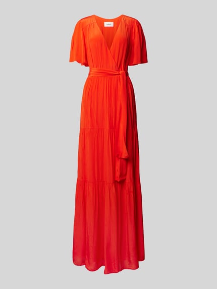 ba&sh Maxi-jurk van viscose met strikceintuur, model 'NATALIA' Donkeroranje - 2