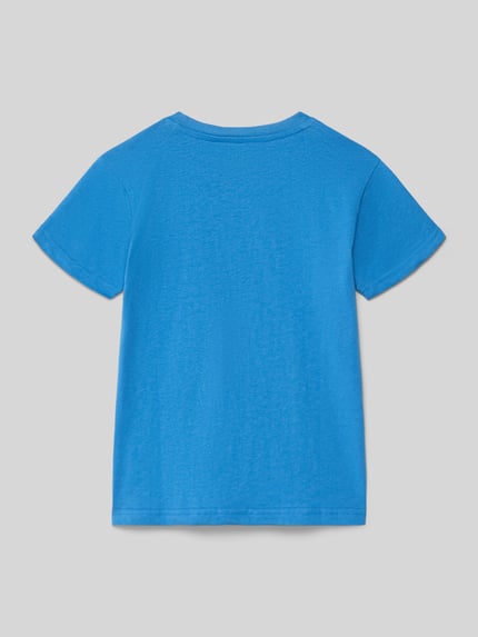 Produktfoto, T-Shirt mit Motiv-Print und Rundhalsausschnitt von Blue Seven in kräftigem Blau, reine Baumwolle, Regular Fit, Rückansicht