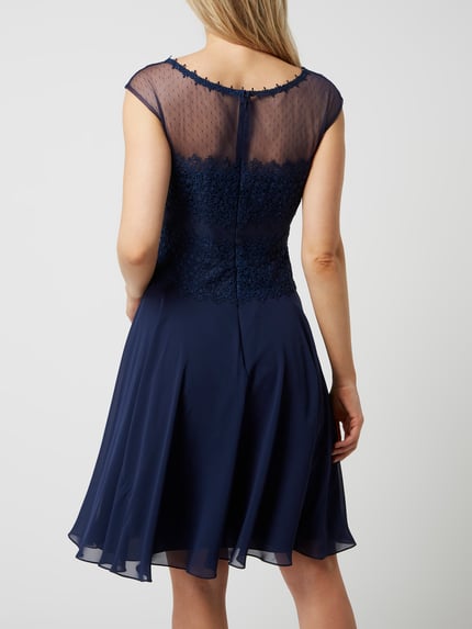 LUXUAR FASHION Cocktailjurk van mesh en chiffon Donkerblauw - 5