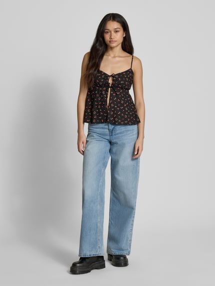 REVIEW Top met vetersluiting Zwart - 1
