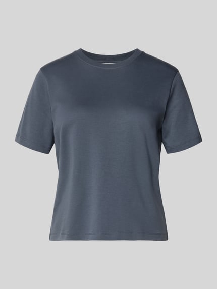 Productfoto, Basic T-Shirt mit Rundhalsausschnitt van Christian Berg Woman, effen ontwerp in katoen, regular fit, grijsblauwe kleur