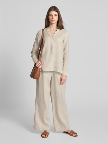 MOS MOSH Relaxed Fit Leinenhose mit Eingrifftaschen Modell 'Emmi' Sand 1