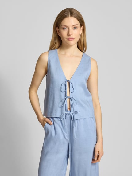 Marella Regular Fit Weste aus Viskose-Leinen-Mix Modell 'ISOLANA' Hellblau 4