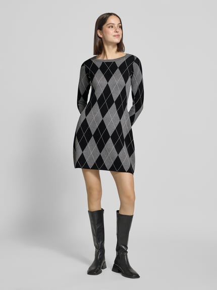VERO MODA Strickkleid mit Seitenschlitzen Dunkelgrau 1
