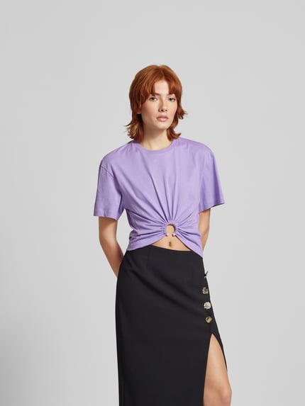 Rabanne Kort t-shirt met rimpelingen Lila - 4