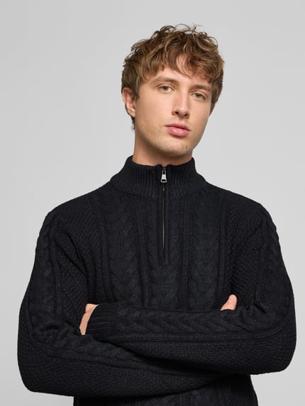 Blend Gebreide pullover met ritssluiting, model 'BASIM' Antraciet - 3