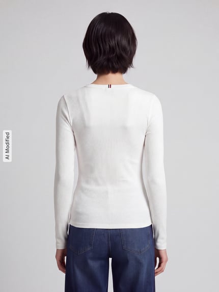 Tommy Jeans Longsleeve mit Henley-Ausschnitt Weiss 5