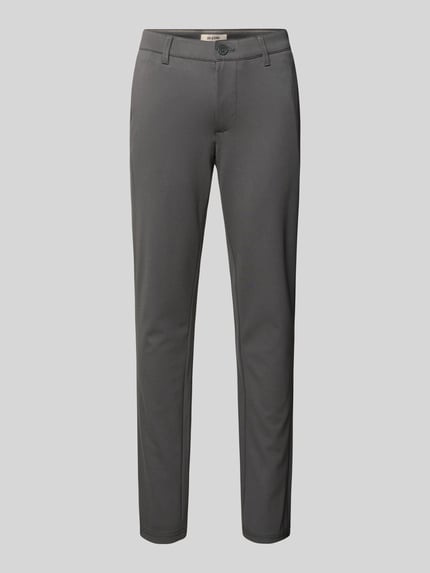 Produktfoto, Slim Fit Chino aus Viskose-Mix Modell 'MARK' von Only & Sons, Optik: Unifarben, Label-Applikation, Gürtelschlaufen, Knopf und verdeckter Reißverschluss, seitliche Eingrifftaschen, Gesäßtaschen, angenehme, glatte Textur