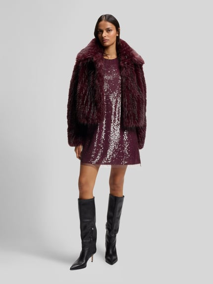 BOSS Orange Fake Fur Webpelzjacke Bordeaux 1