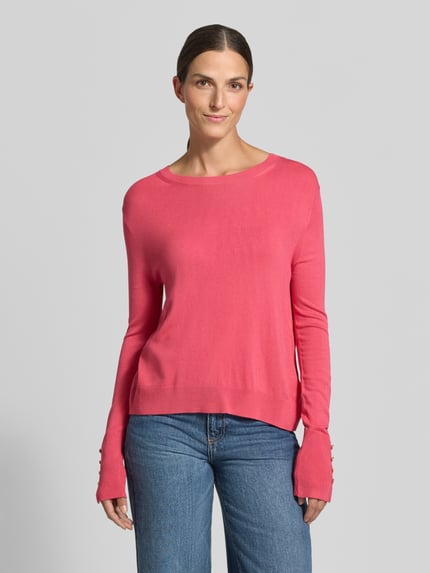 Tom Tailor Regular Fit Pullover aus Viskose-Mix mit Knopfdetails am Ärmel Rosa 4