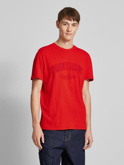 Tommy Jeans T-Shirt mit Label-Stitching Rot 4
