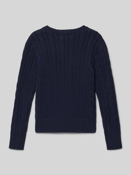 Polo Ralph Lauren Teens Strickpullover mit Zopfmuster und Rundhalsausschnitt Marine 3