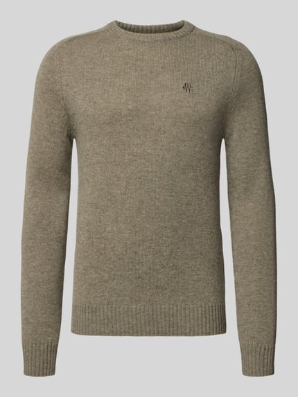 MCNEAL Regular Fit Strickpullover aus reiner Wolle Oliv Melange 2