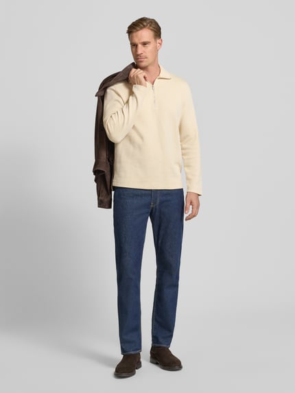 Selected Sweatshirt van katoenmix, model 'KEV' Ecru - 1