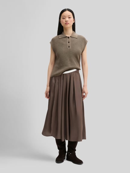 Marc O'Polo Strickpullunder mit Polokragen Taupe Melange 1