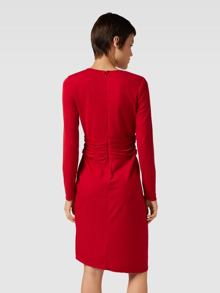 Lauren Ralph Lauren Knielanges Kleid mit V-Ausschnitt und Taillenband Rot 5