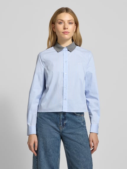 Oui Relaxed fit Overhemdblouse mit Overhemdkraag Model 'Nina' Lichtblauw - 4