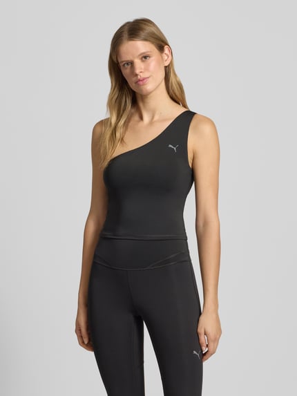 PUMA Top na jedno ramię z nadrukiem z logo Czarny 4