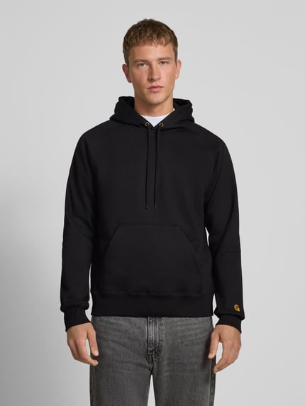 Carhartt Work In Progress Hoodie mit Känguru-Tasche und Label-Stitching Black 4