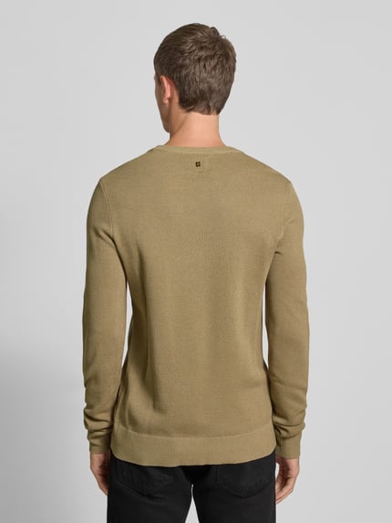 PME Legend Strickpullover mit Rundhalsausschnitt und Label-Stitching Beige 5