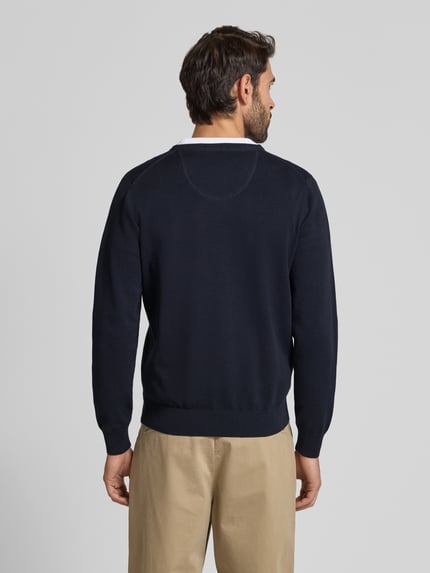 Fynch-Hatton Sweter z dekoltem w serek Granatowy 5