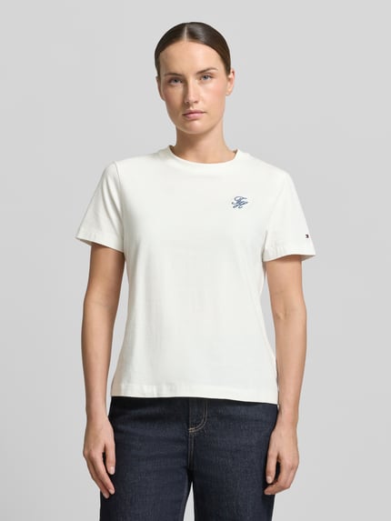 Tommy Hilfiger Regular Fit T-Shirt aus Baumwoll-Mix Ecru 4