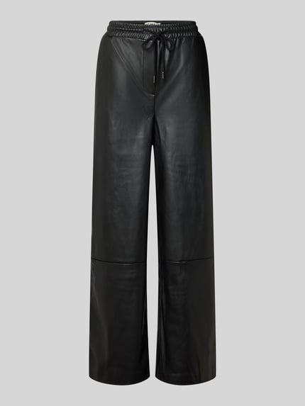 ICHI Wide Fit Stoffhose in Leder-Optik Modell 'Zoma' Black 2