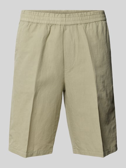 Produktfoto, Straight Fit Shorts aus Leinen-Mix von Filippa K in lichtbeige met Persplooien, steekzakken, elastische band, mix van katoen en linnen, Binnenbeenlengte maat 50: 24 cm, Bandwijdte maat 50: 43 cm