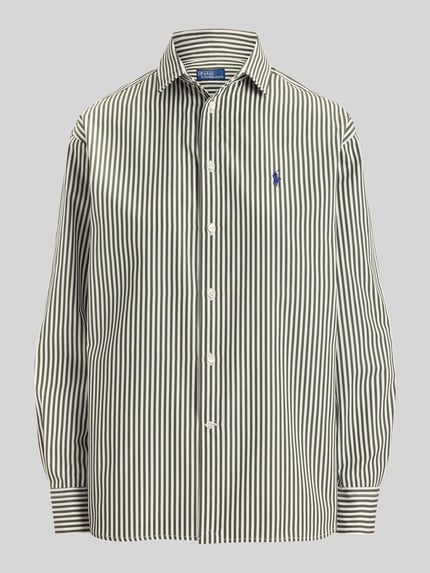 Polo Ralph Lauren Relaxed Fit Hemdbluse aus reiner Baumwolle mit Logo-Stitching Hellgrau 2