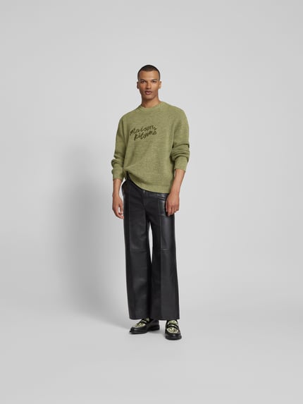 MAISON KITSUNÉ Pullover in Strick-Optik Oliv 1
