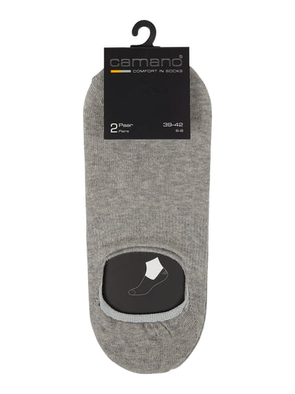 Produktfoto, Socken mit geripptem Abschluss im 2er-Pack von camano aus grauem Baumwoll-Mix mit Stretch-Anteil und Label-Print
