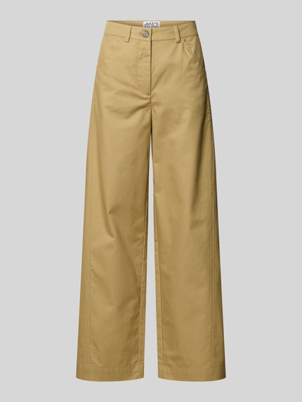 Produktfoto, Wide Fit Hose mit Eingrifftaschen von JAKE*S STUDIO WOMAN aus reiner Baumwolle in Beige, gerade Form mit glatter Textur