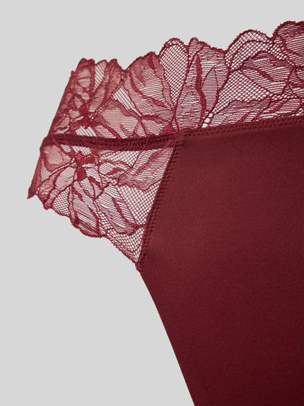 Calvin Klein Underwear Slim Fit String mit Spitzenbesatz Aubergine 2
