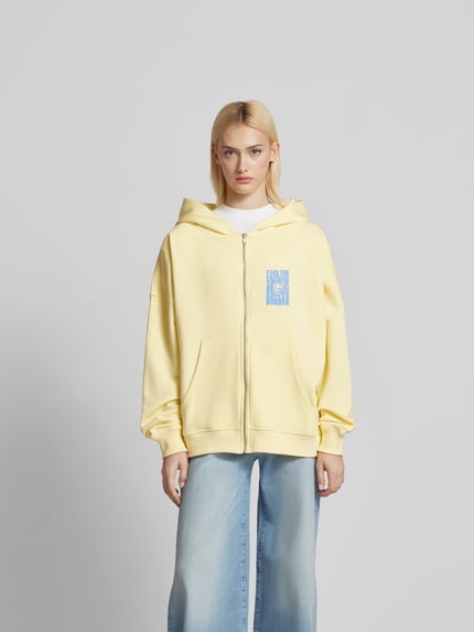 OH APRIL Oversized Sweatjacke mit Label-Print Hellgelb 4