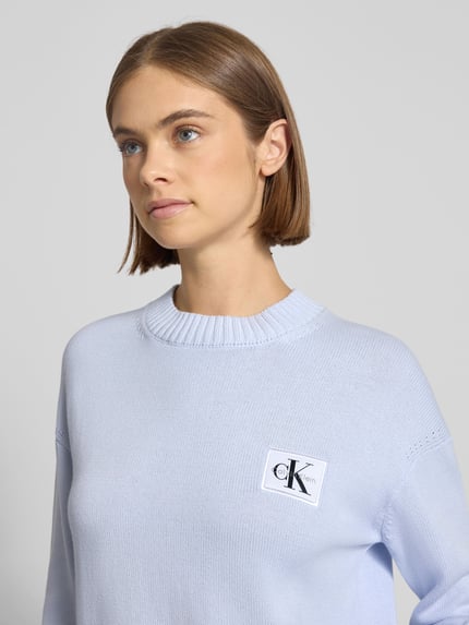 Calvin Klein Jeans Sweter z dzianiny z naszywką z logo Jasnoniebieski 3
