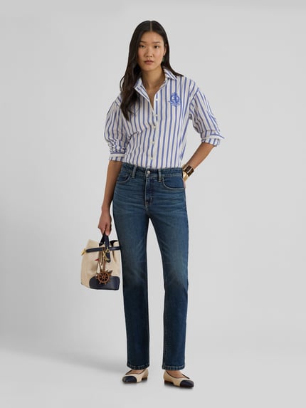 Lauren Ralph Lauren Bluzka koszulowa o kroju relaxed fit z czystej bawełny Niebieski 1